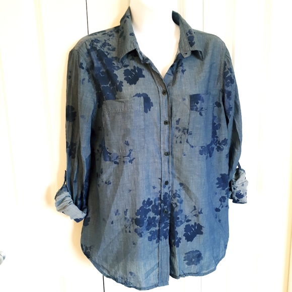 Joe Fresh Tops - *2 for $15* Blue Floral Button Down Shirt - Size M